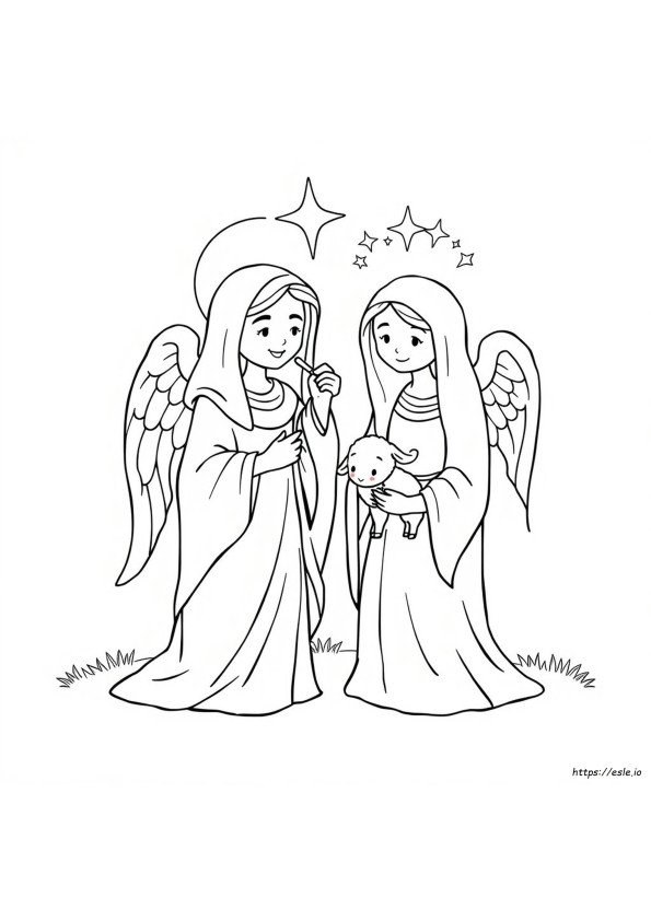 Halaman Mewarnai Maria Dan Gabriel