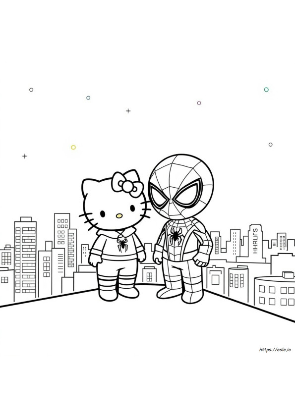 Hello Kitty Spiderman Coloring Pages