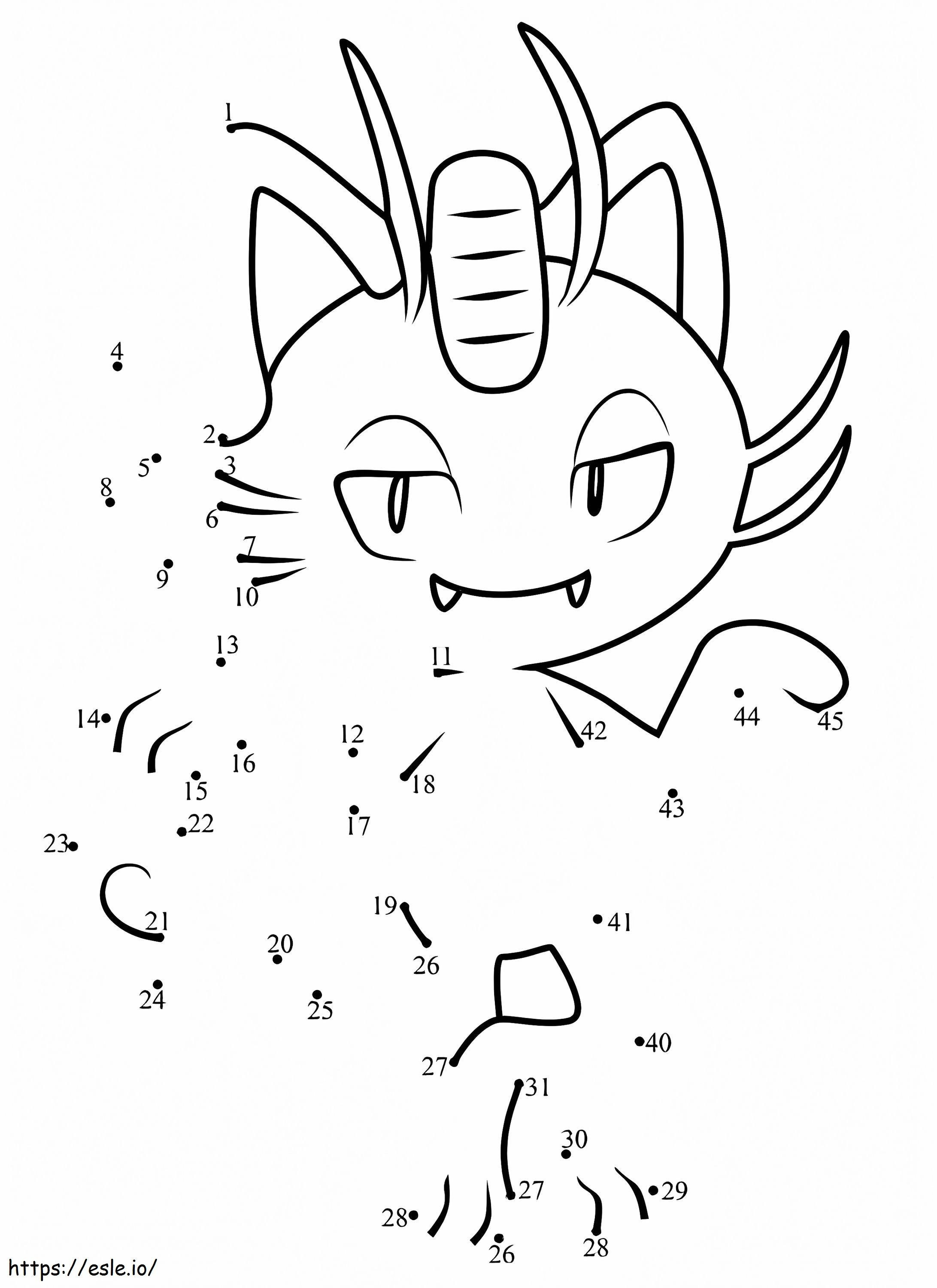 Meowth Pokemon pisteestä pisteeseen värityskuva