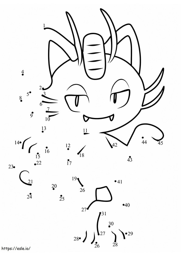 Meowth Pokemon pisteestä pisteeseen värityskuva