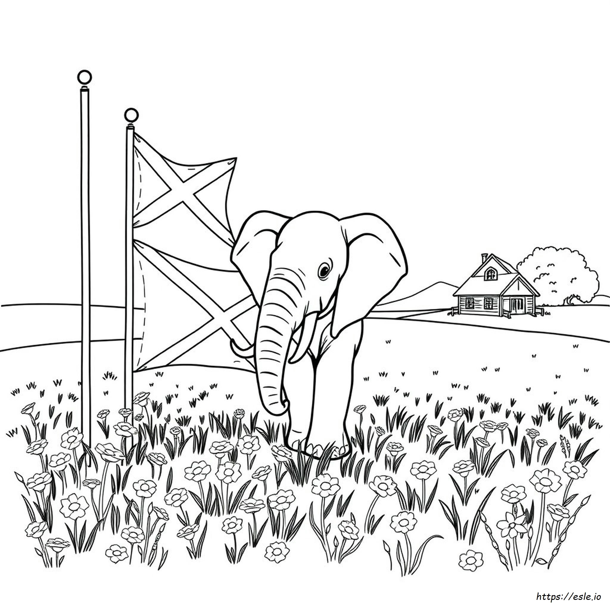 Alabama Elephant Coloring Page