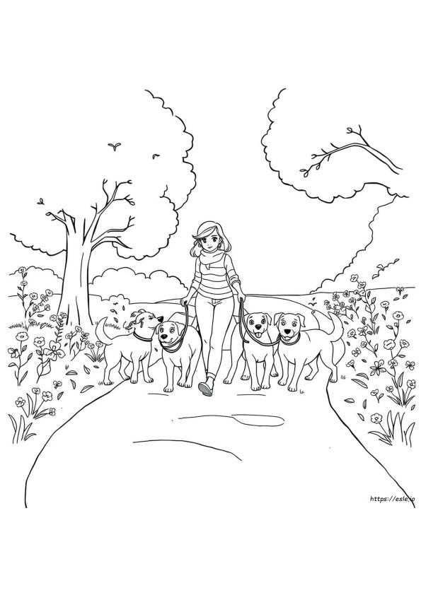 Anjing Berjalan Gambar Mewarnai