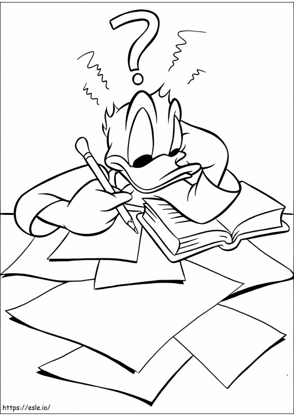 Donald Studying A4 coloring page