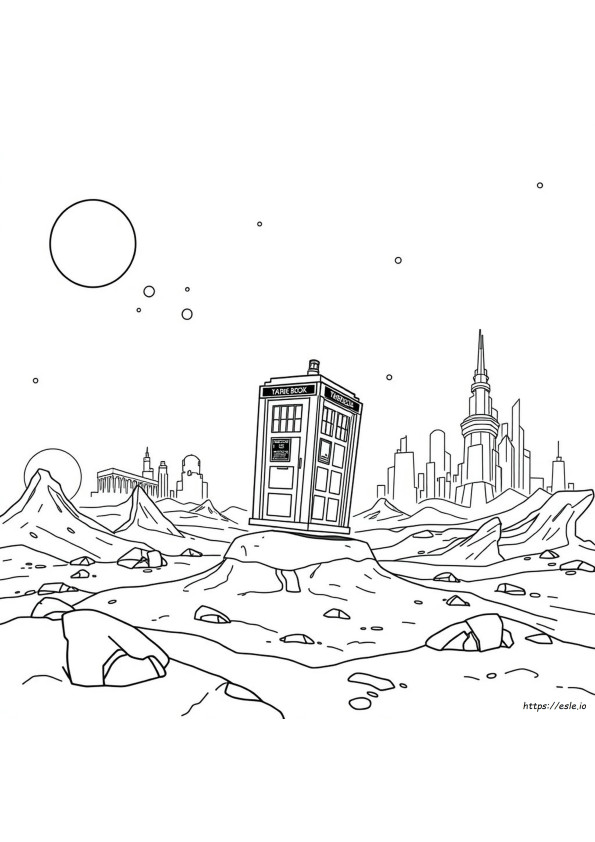 Doctor Who Gambar Mewarnai Tardis