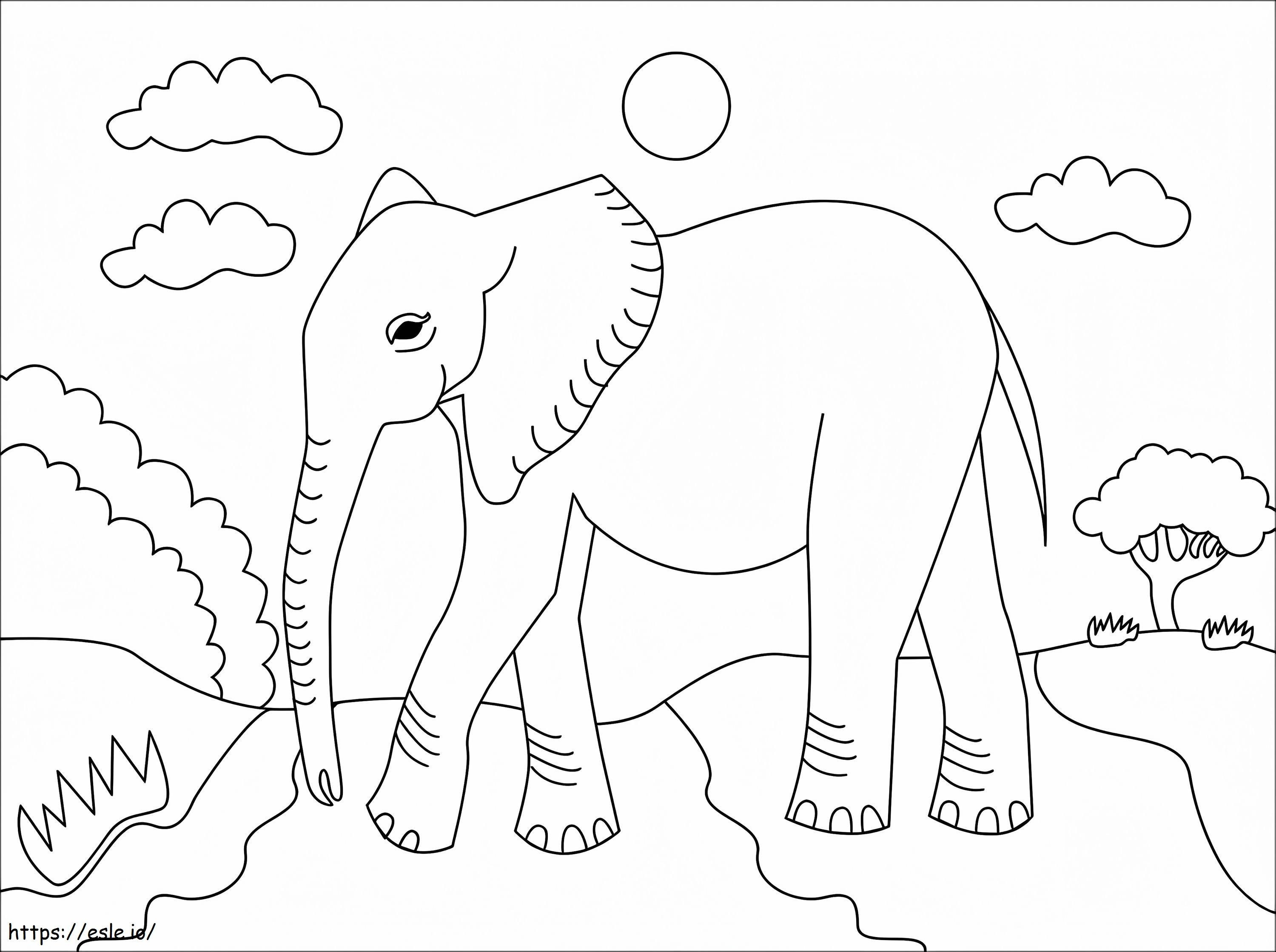 Elefante en estado salvaje para colorear