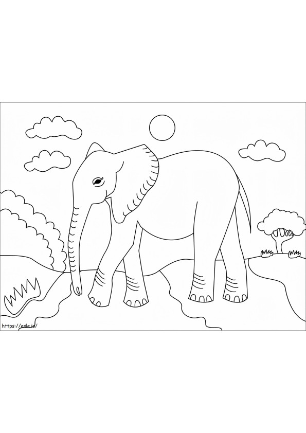 Coloriage Éléphant à l'état sauvage à imprimer dessin