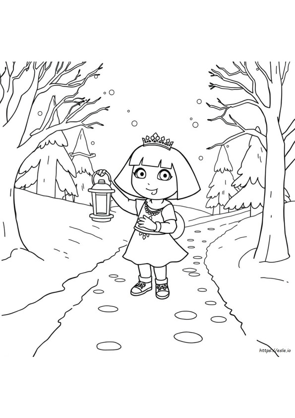 Dora Principessa Delle Nevi Da Colorare