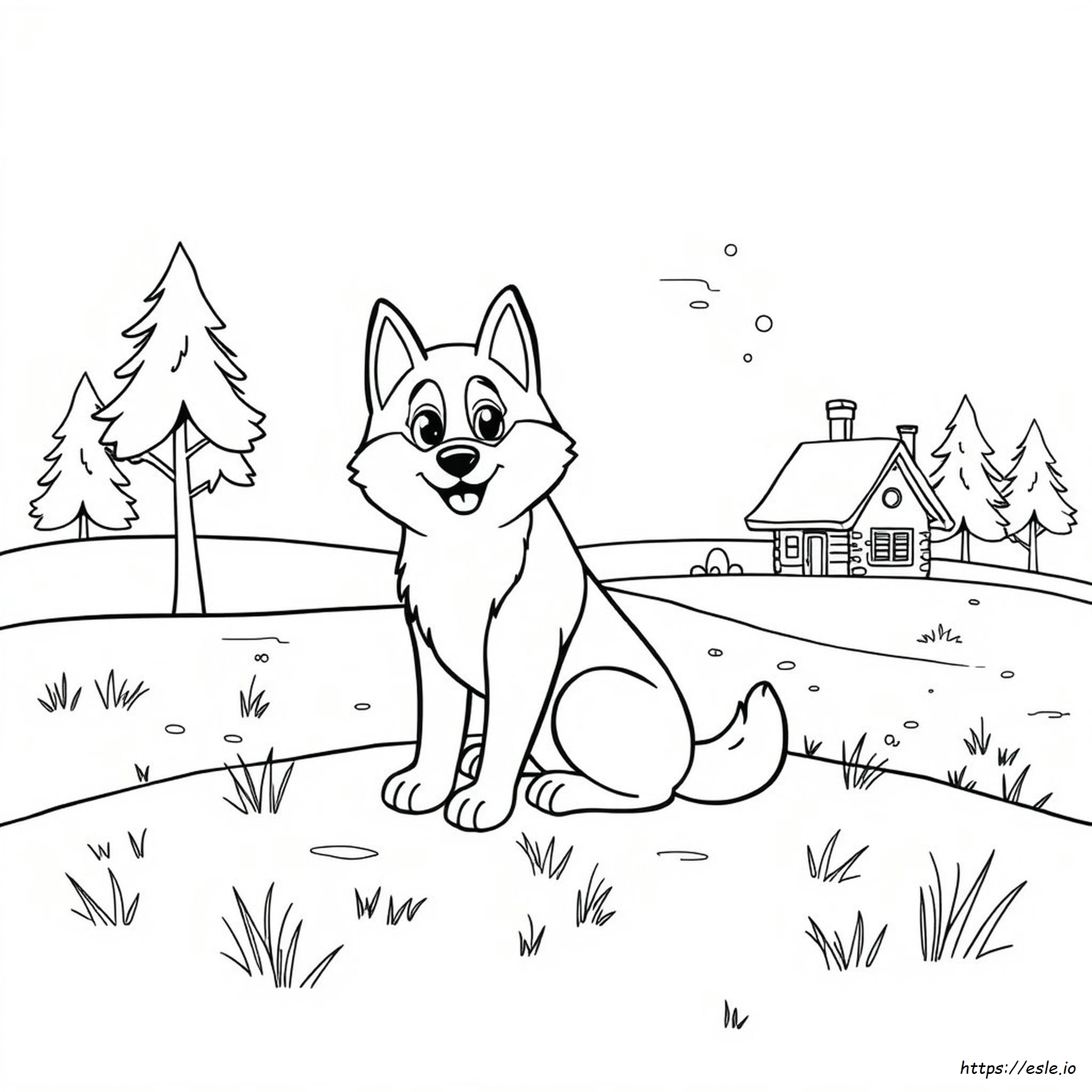 Husky Cartone Animato Carino Da Colorare
