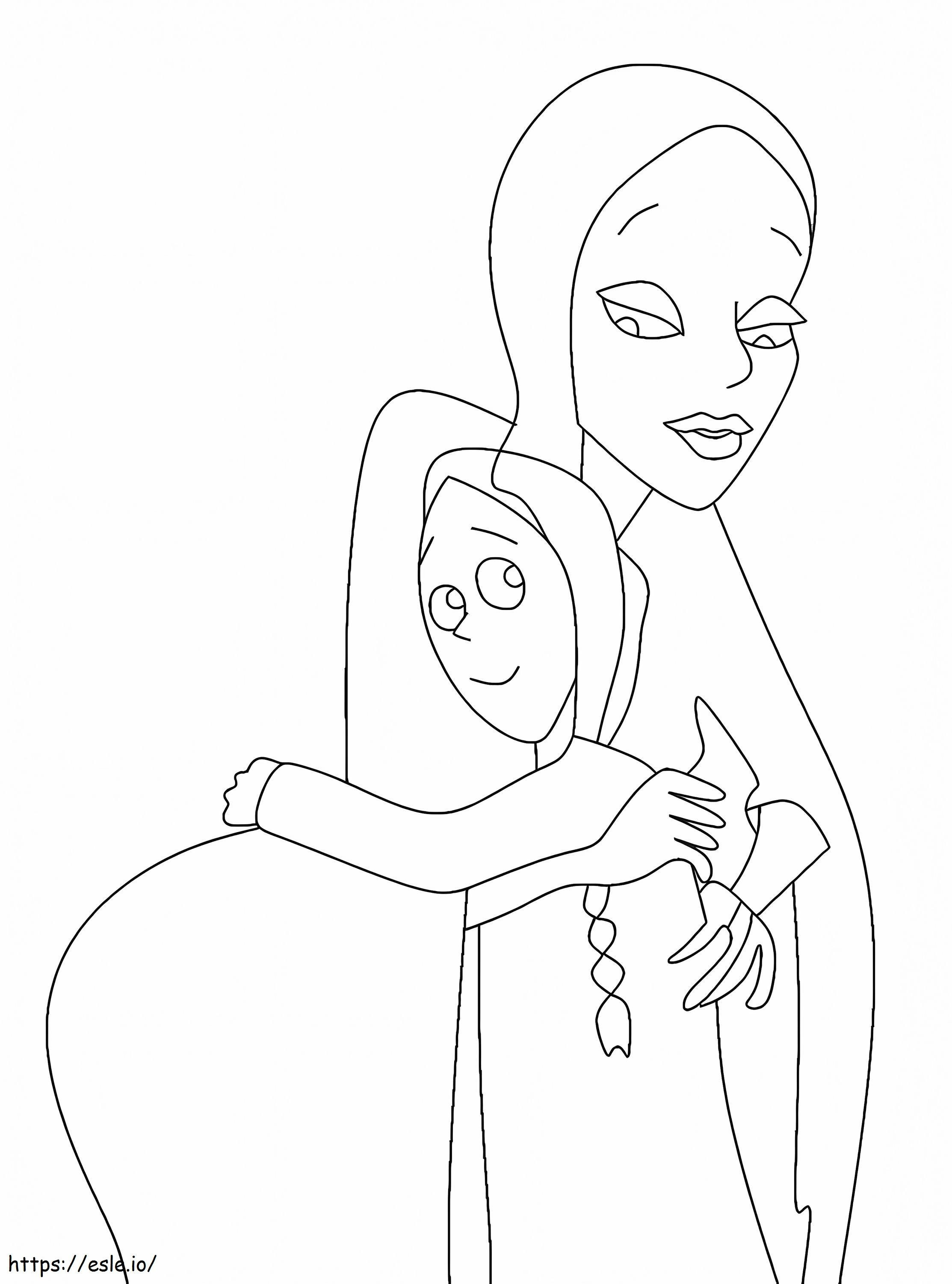 Morticia And Wednesday Addams coloring page