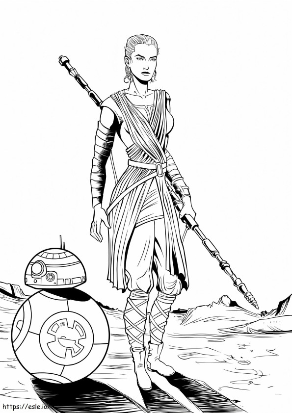 BB 8 With Rey coloring page