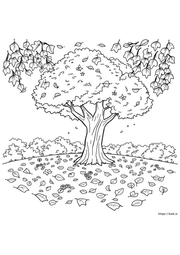 秋の風景 塗り絵 無料