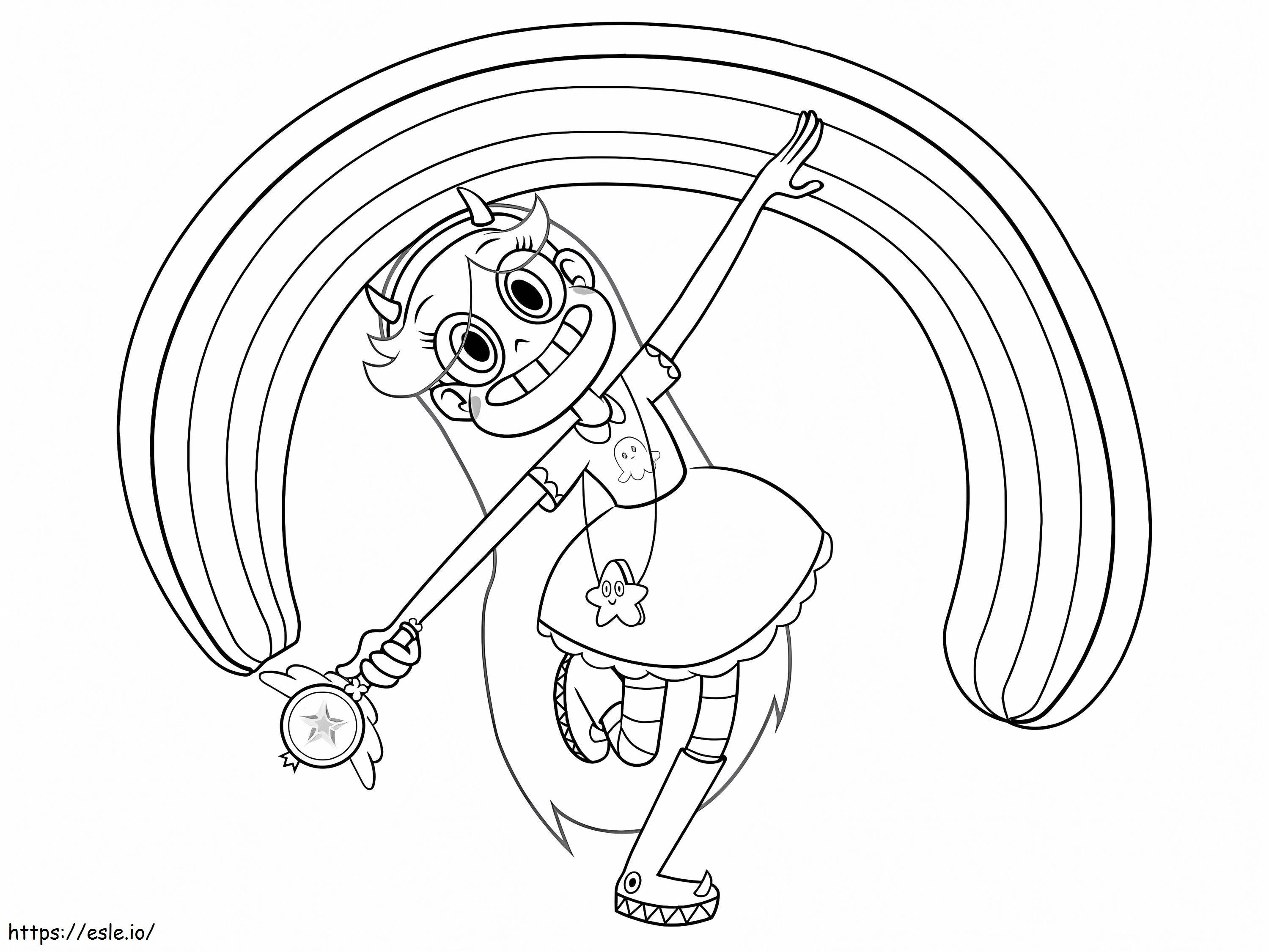 Star Butterfly And Rainbow coloring page