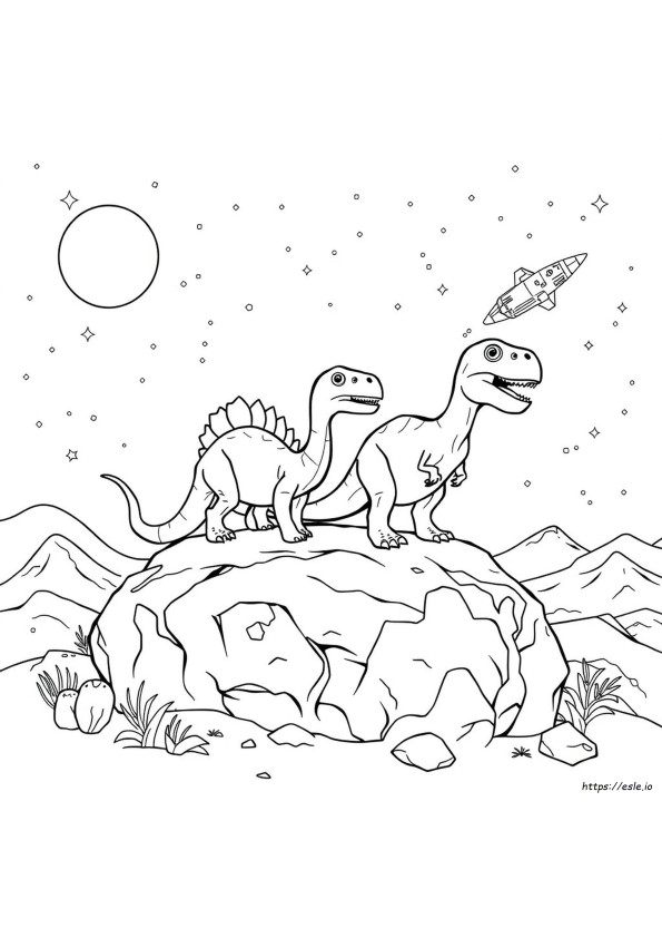 Dinosaurus Di Angkasa Gambar Mewarnai