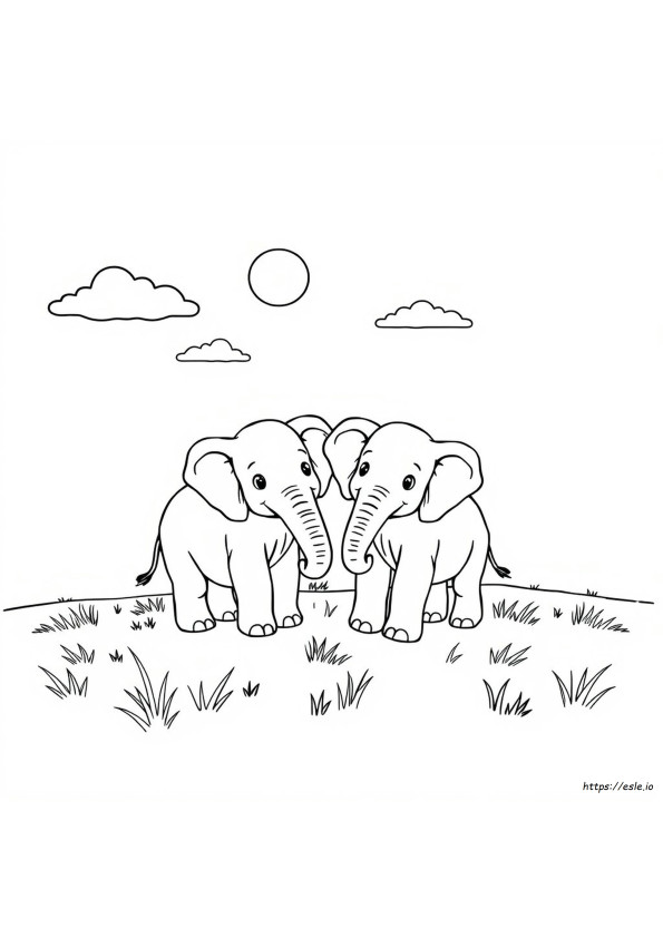 Páginas Para Colorear De Elefantes Fáciles