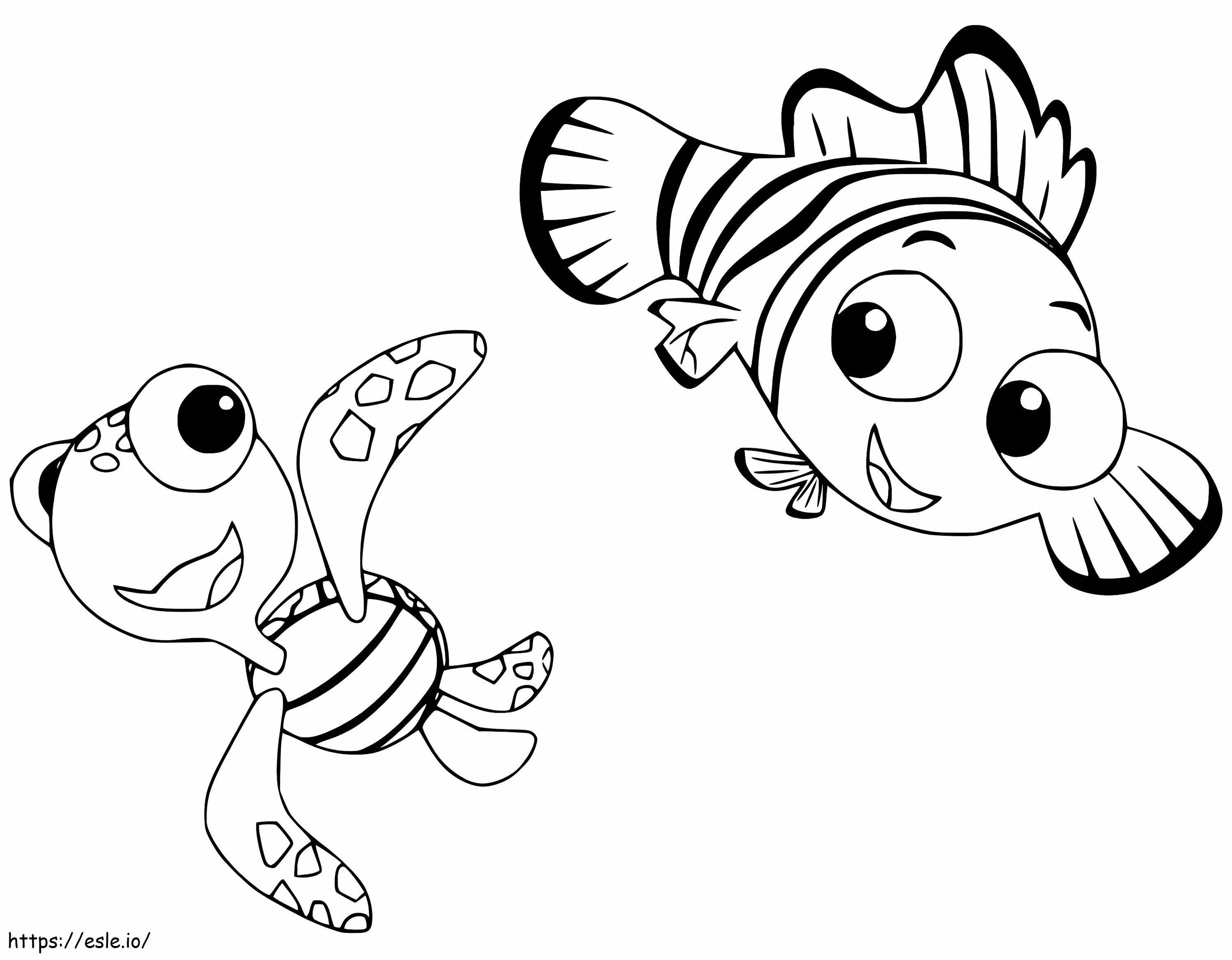 Coloriage Gicler avec Nemo à imprimer dessin