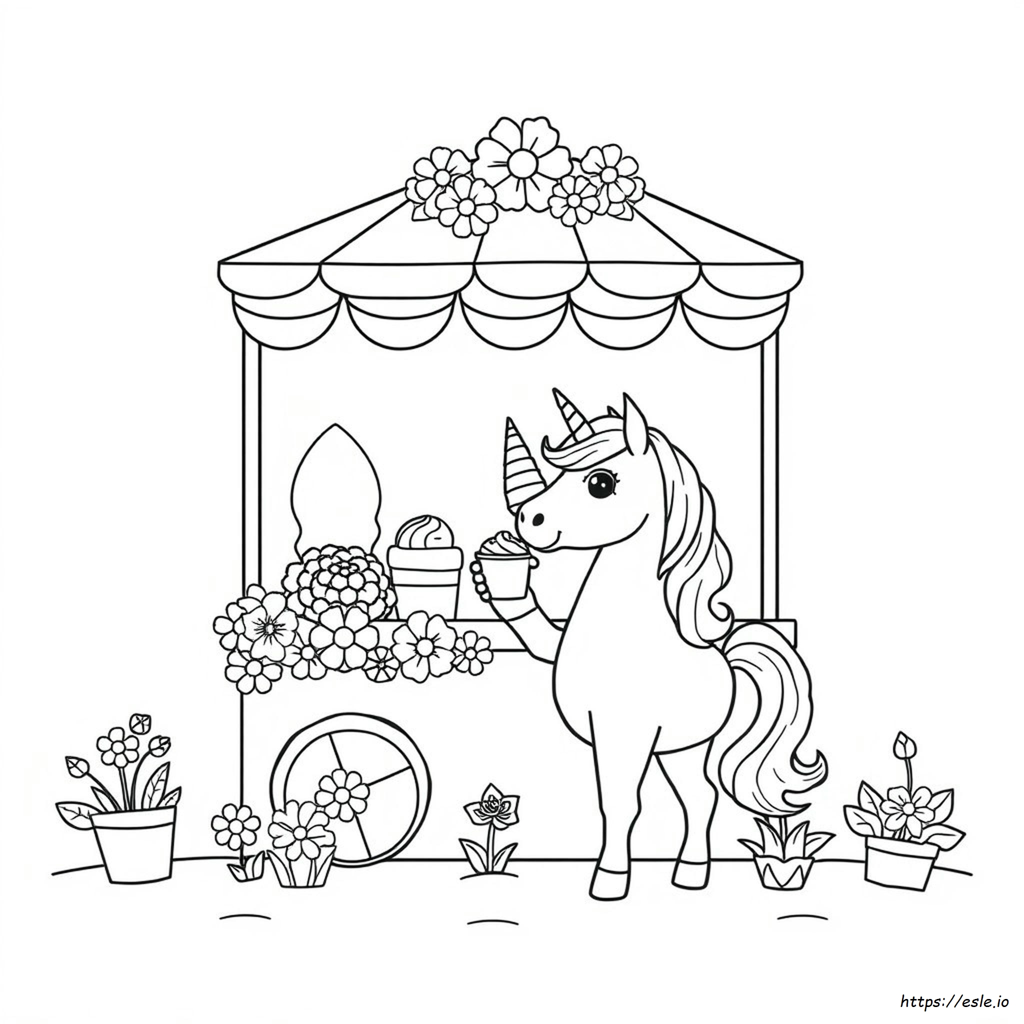 Unicornio Lindo Con Helado Para Colorear