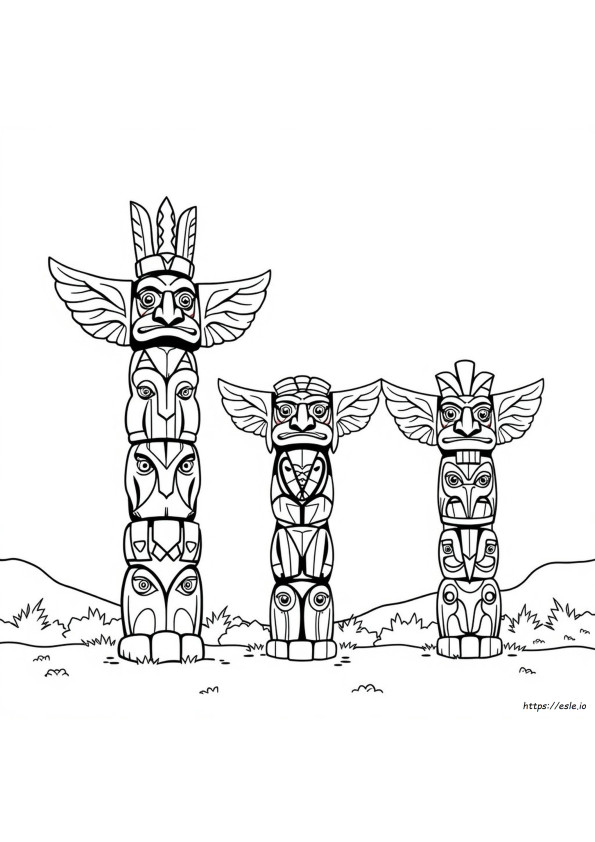 Fețe De Stâlpi Totem De Colorat