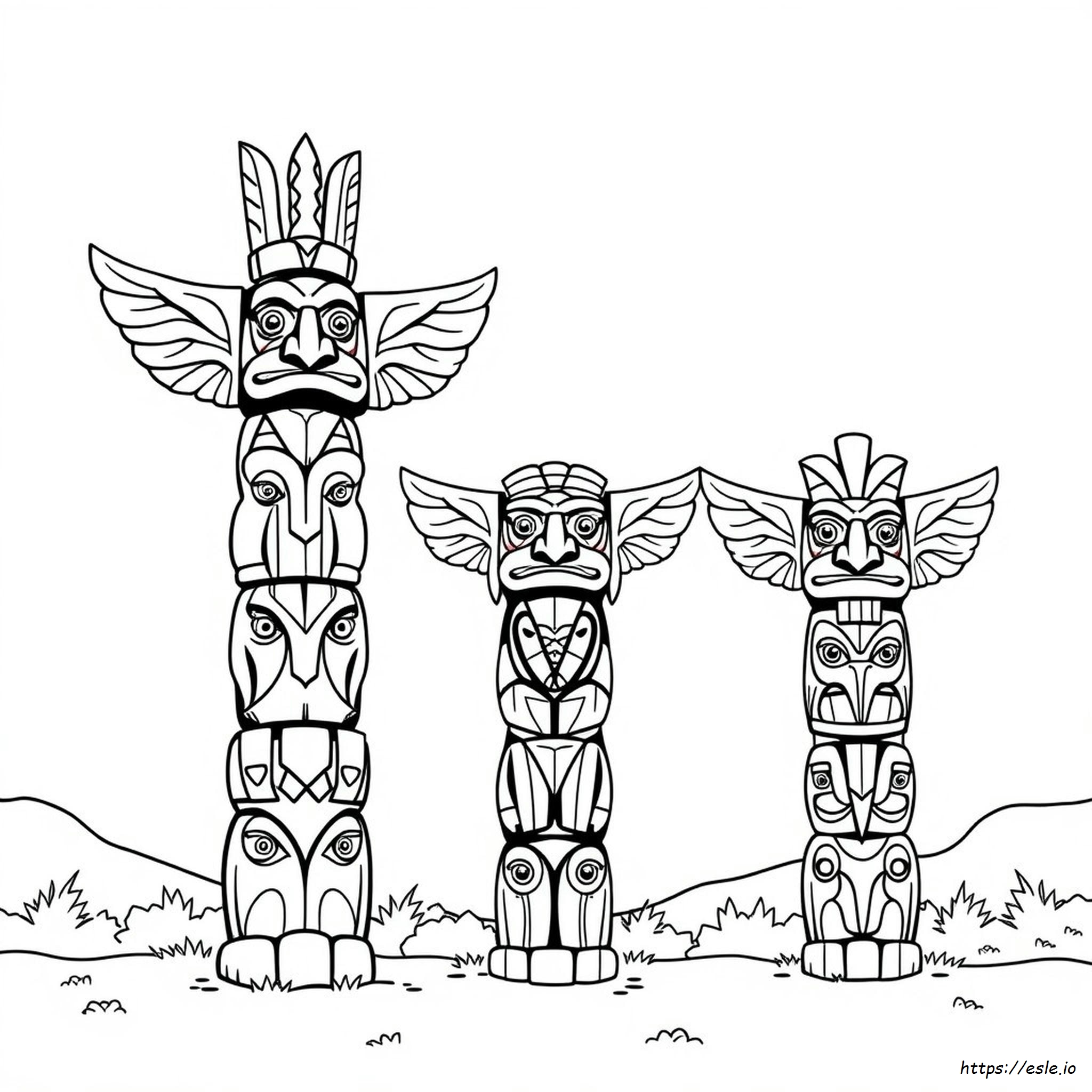 Totem Pole Faces Coloring Pages