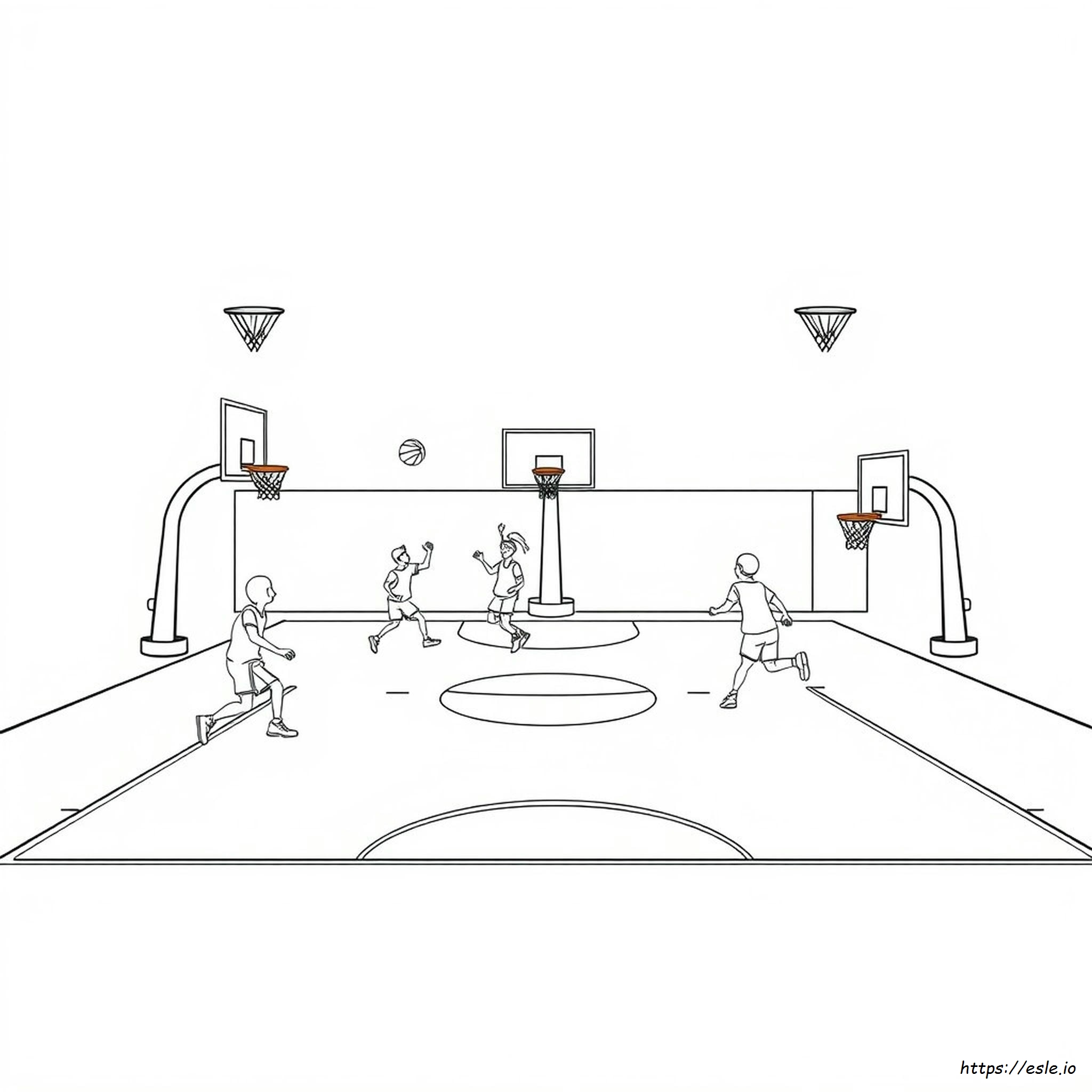 Cancha De Baloncesto Para Colorear