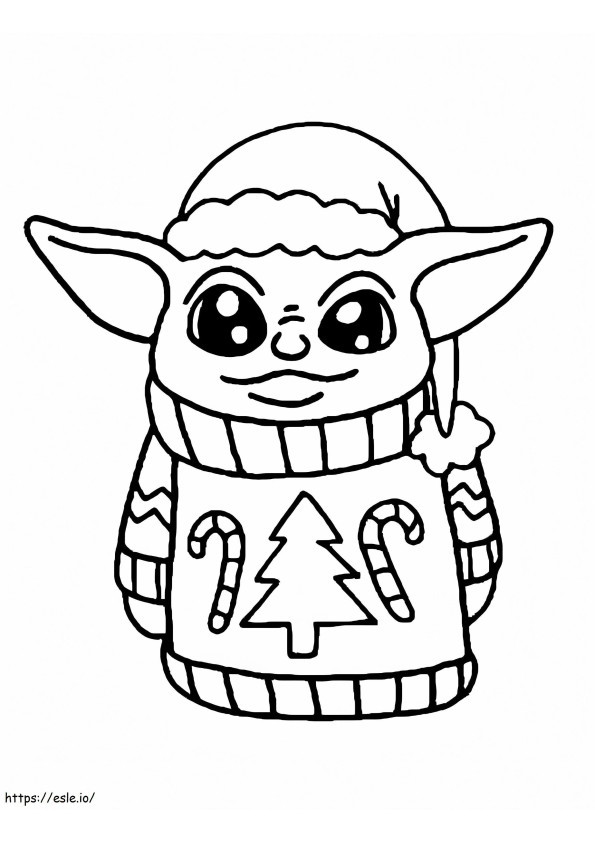 Baby Yoda kerst kleurplaat