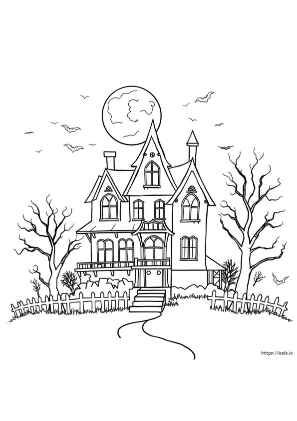 Rumah Hantu Dapat Dicetak Gratis Halloween Mewarnai Gambar