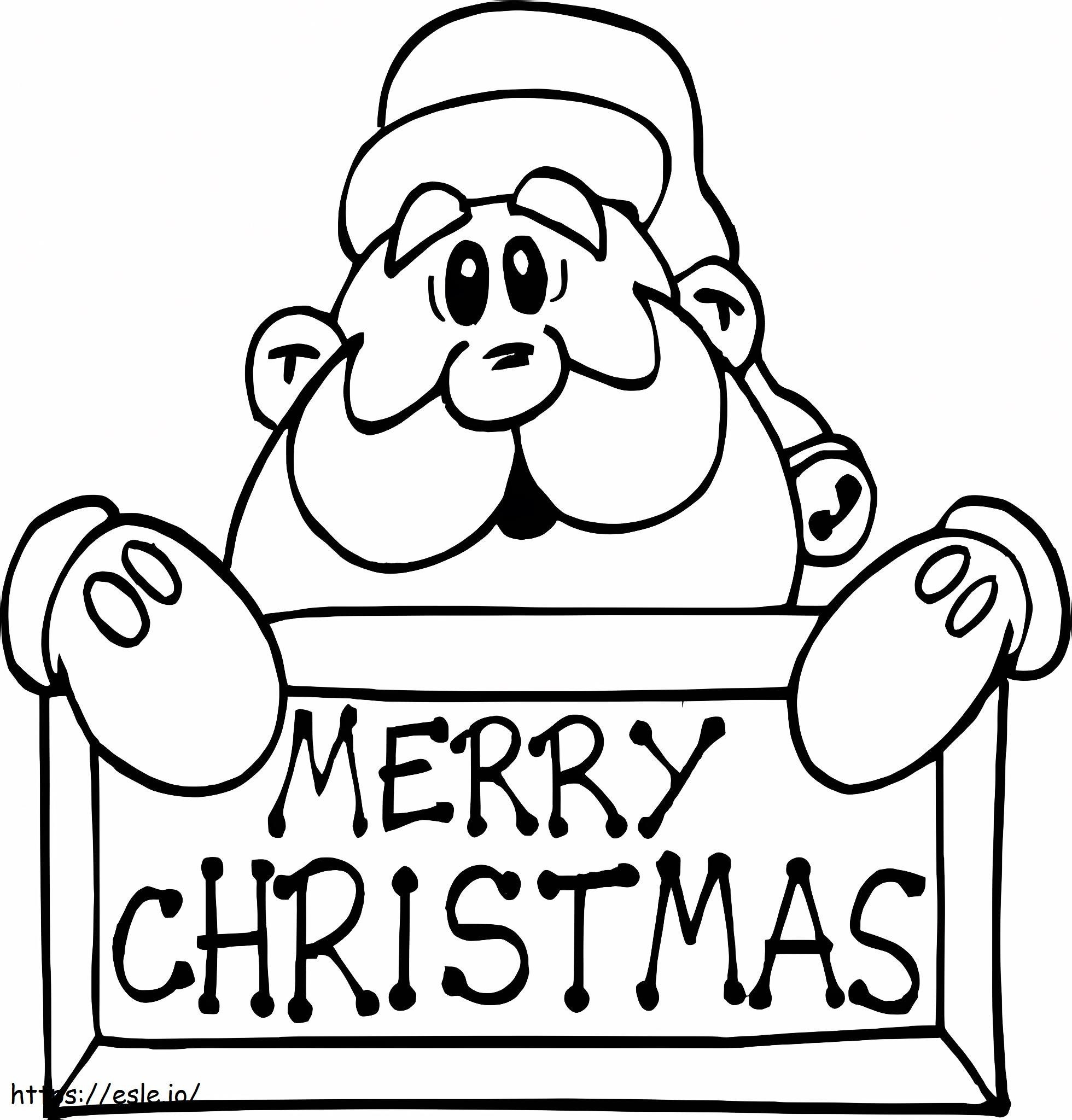 Santa Claus With Merry Christmas Banner coloring page
