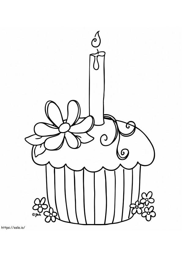 The Candle In The Cupcake coloring page