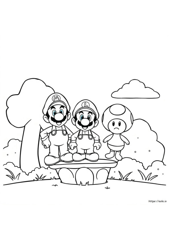 Mario Luigi Dan Toad Halaman Mewarnai