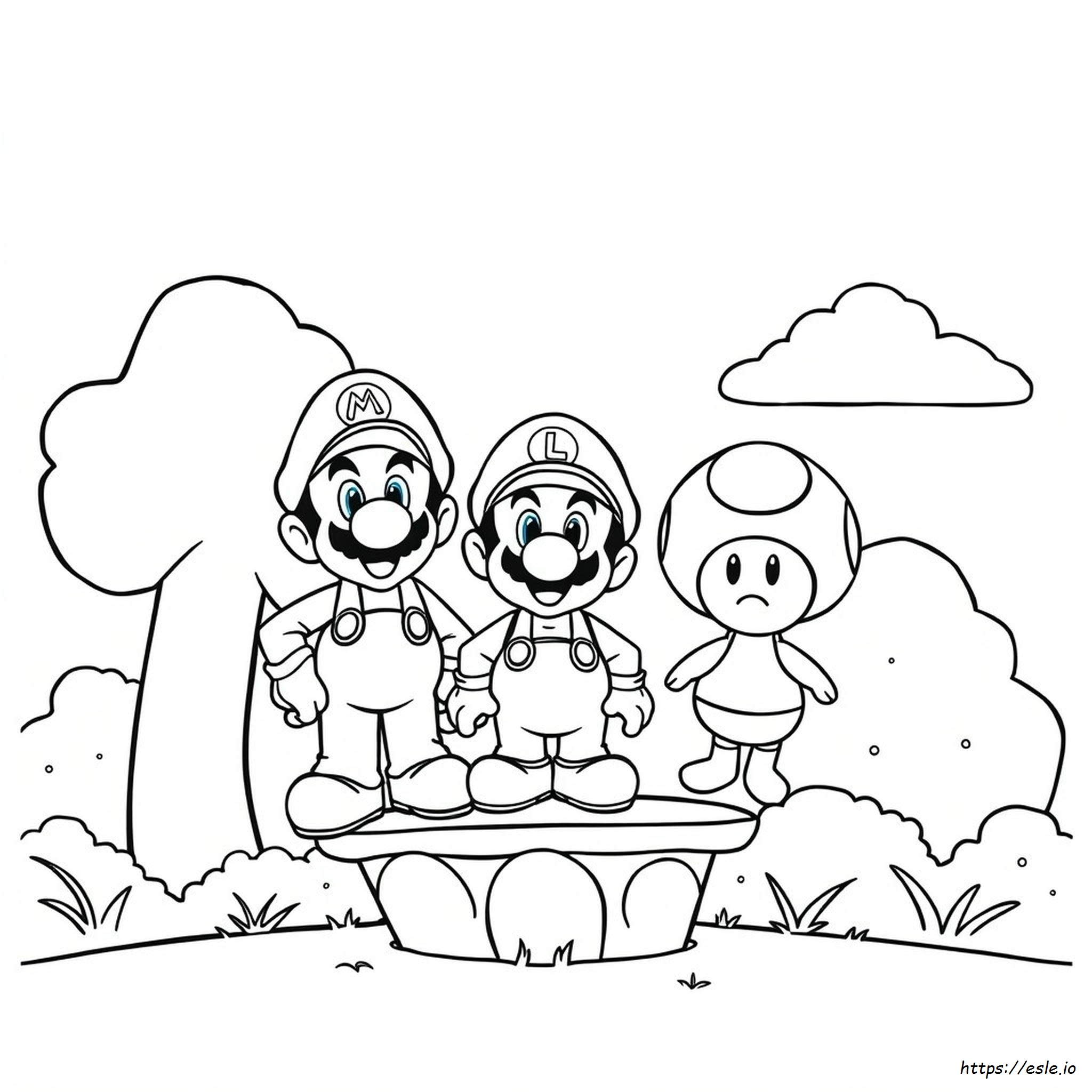 Mario, Luigi E Toad Para Colorir