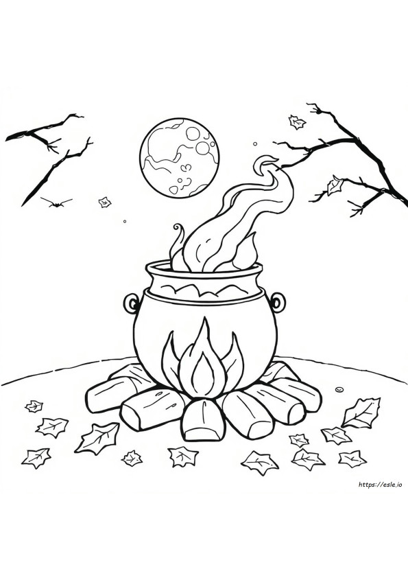 Gambar Mewarnai Kuali Halloween