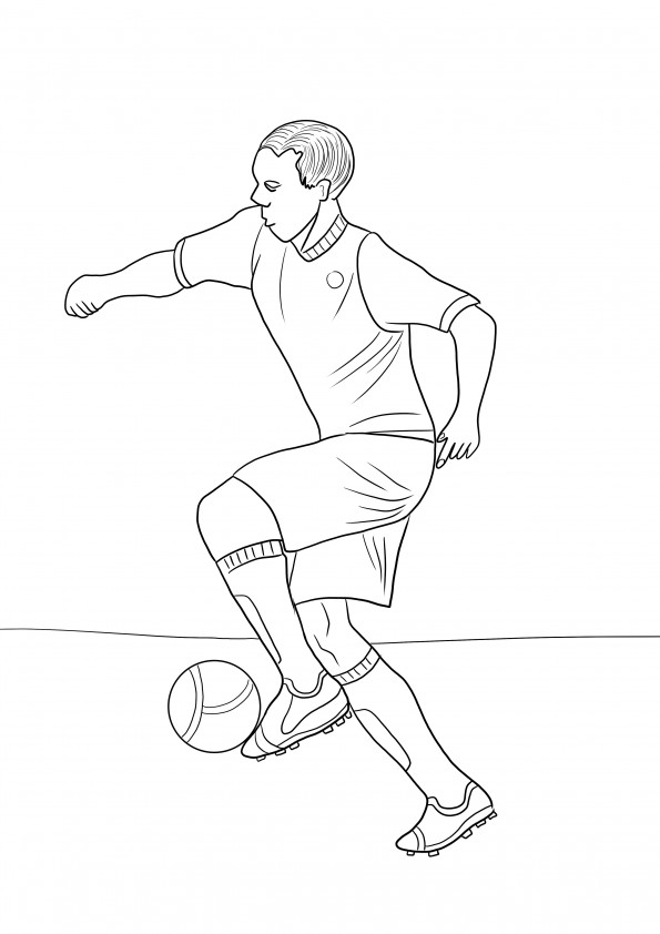 Free to download and color image of a football player for easy leaning of sports topic