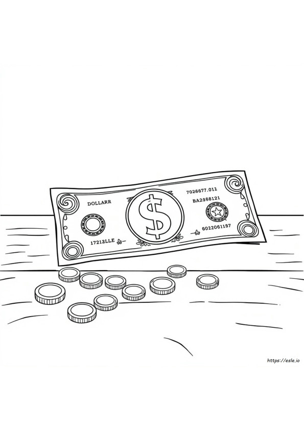 Dollar Bill Coloring Page