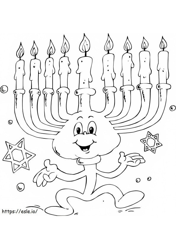 Menorá de Hanukkah dos desenhos animados para colorir