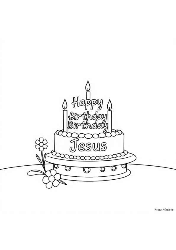 イエス様のお誕生日ケーキ ぬりえ