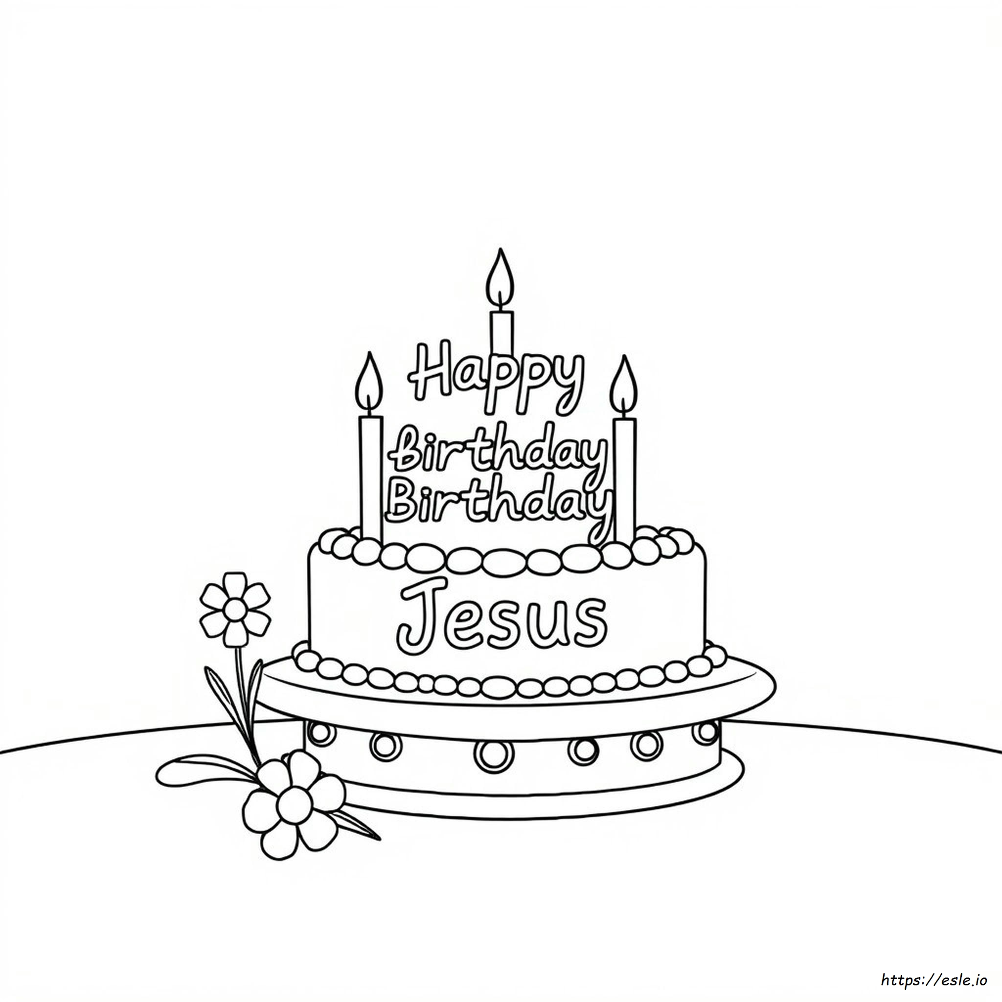 Happy Birthday Jesus Cake Coloring Page