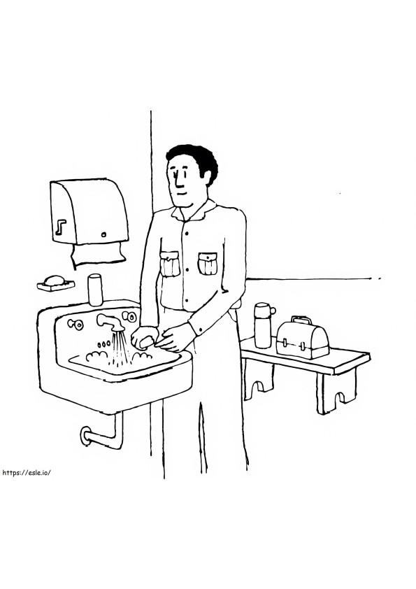 Man Washing Hands coloring page