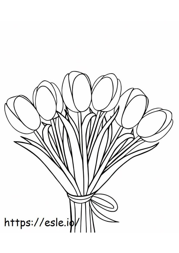 Coloriage Bouquet De Base De Tulipes à imprimer dessin