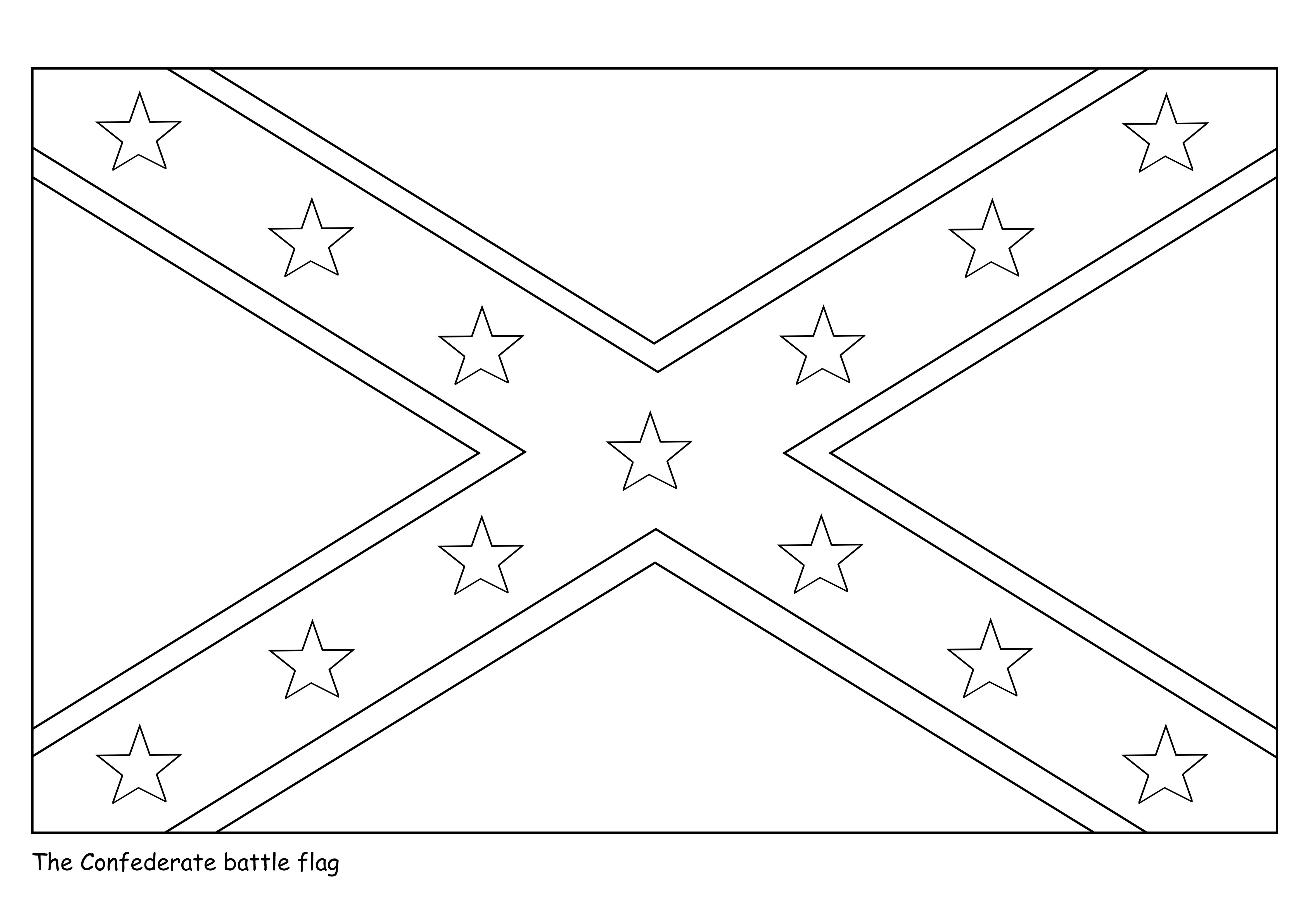Ausmalbild Konföderierte Flagge kostenlos und einfach für Kinder auszudrucken