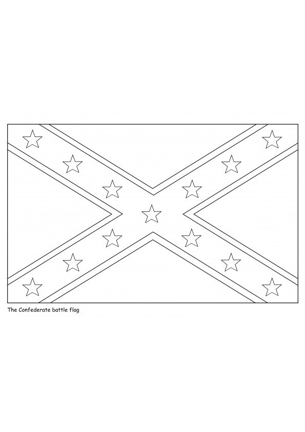 Pagina da colorare della bandiera confederata gratuita e facile da stampare per i bambini