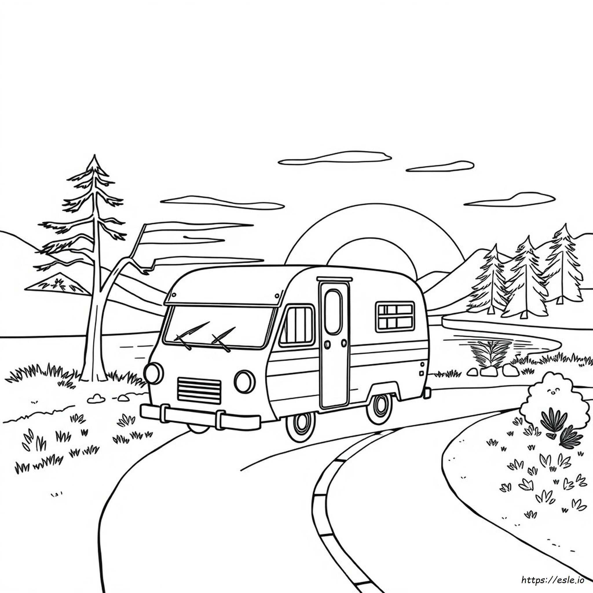 Vintage Camper Coloring Page