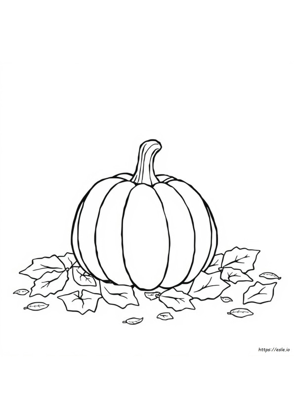 Coloriage Citrouille Et Feuilles