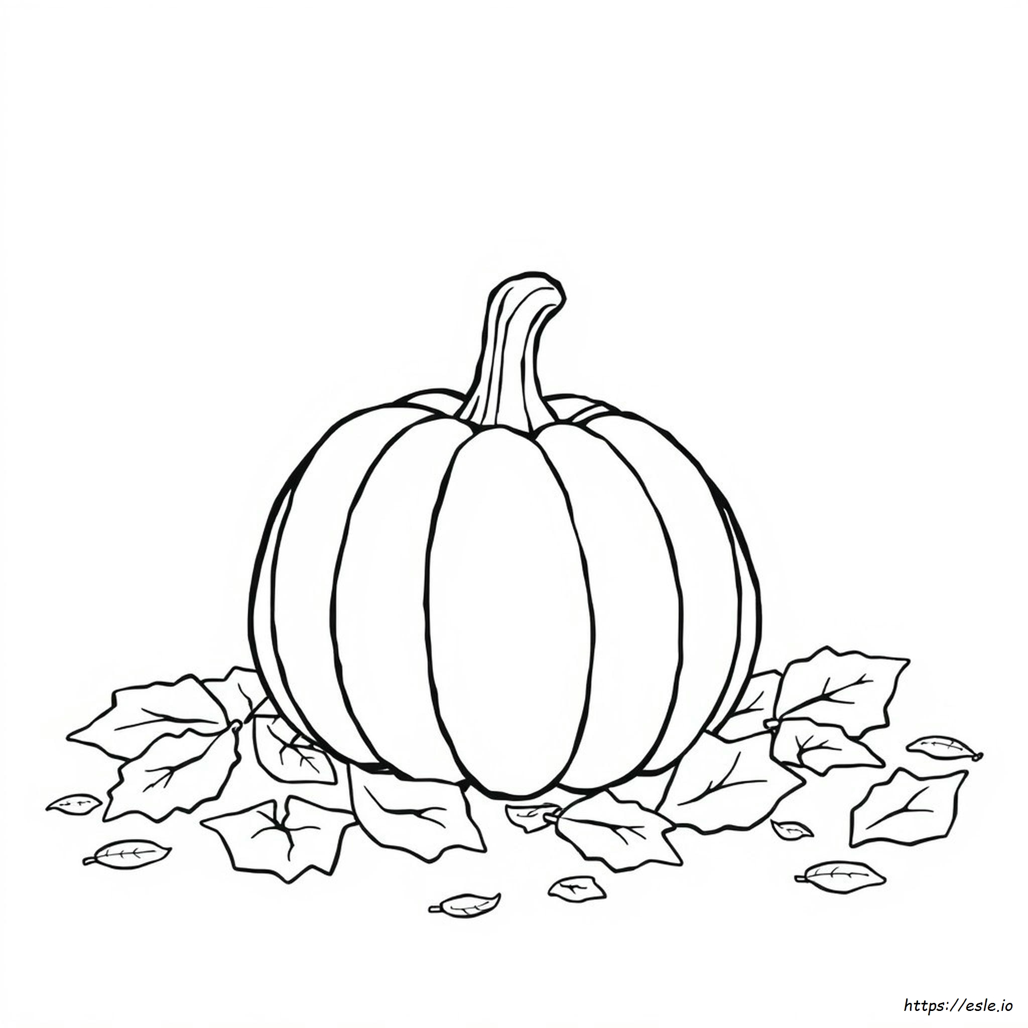 Pumpkin And Leaves Coloring Pages