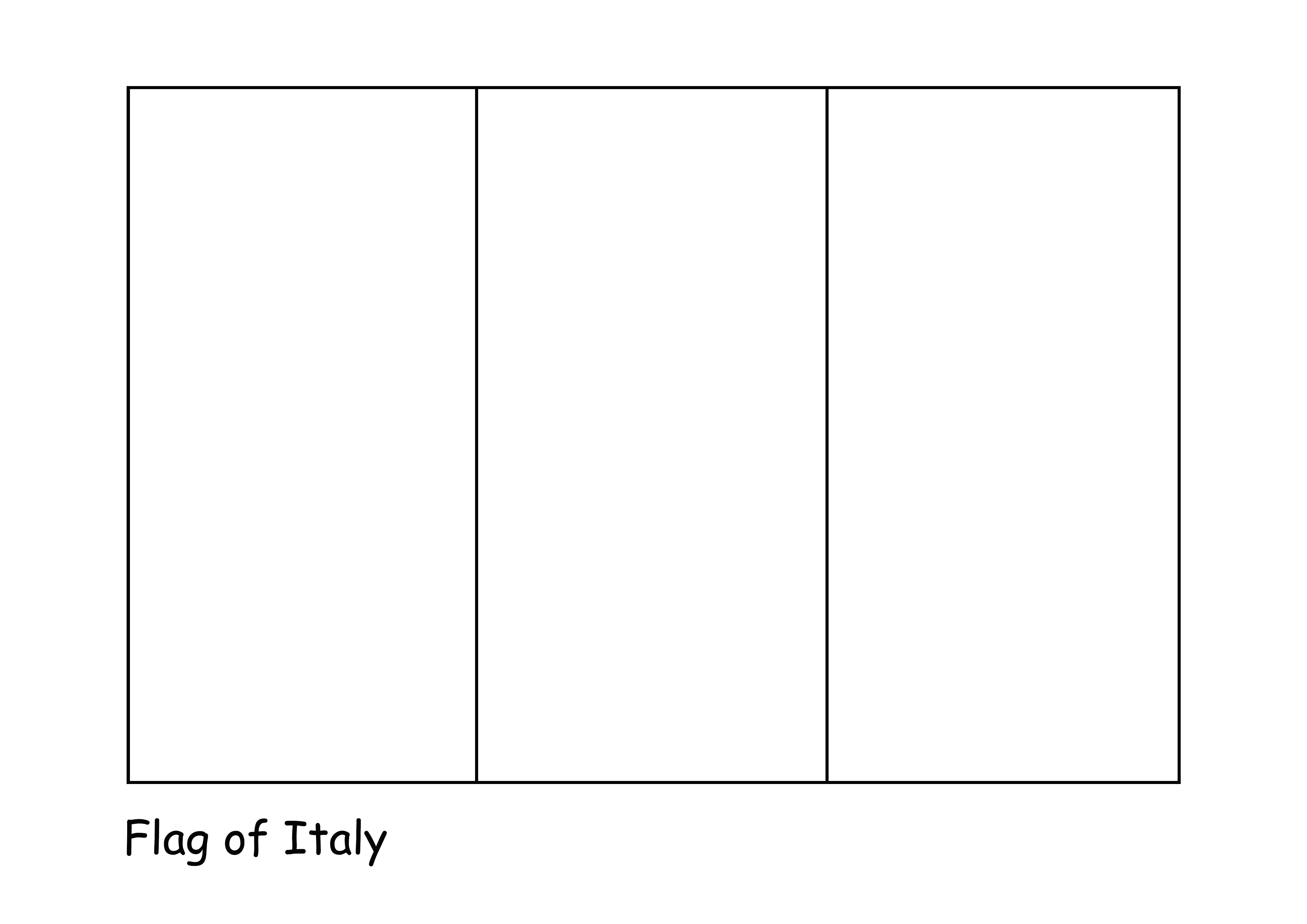 すべての年齢の子供向けの簡単な着色のためのイタリア国旗なしの印刷可能