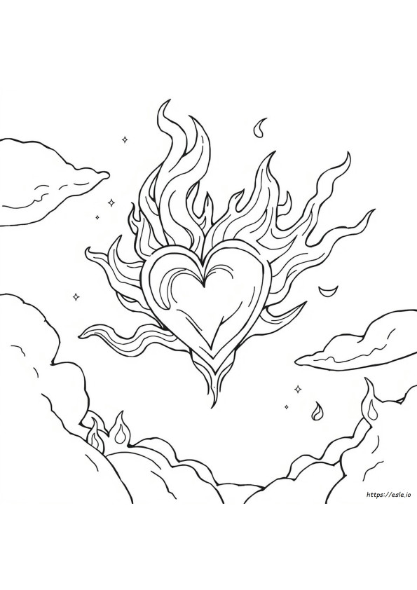 Flaming Heart Coloring Pages