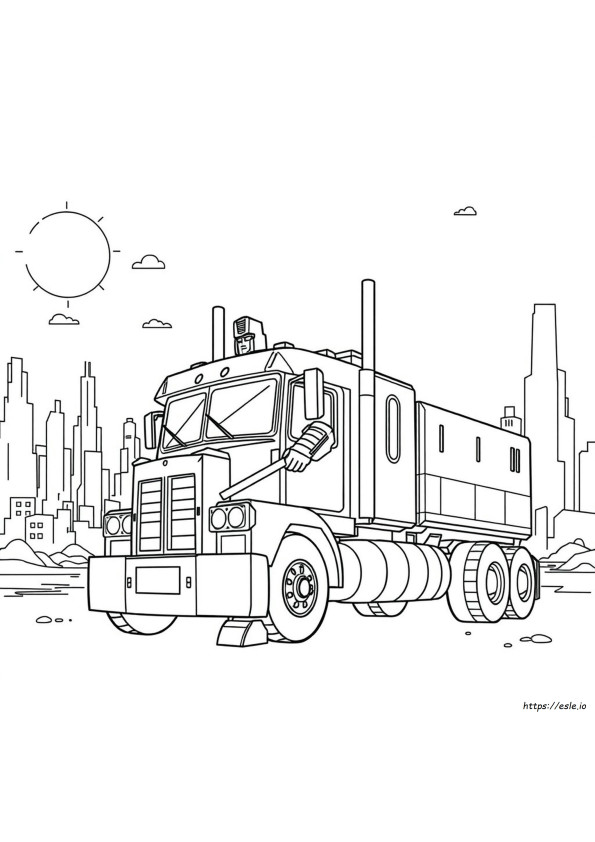 Optimus Prime Truck Transformers Coloring Pages