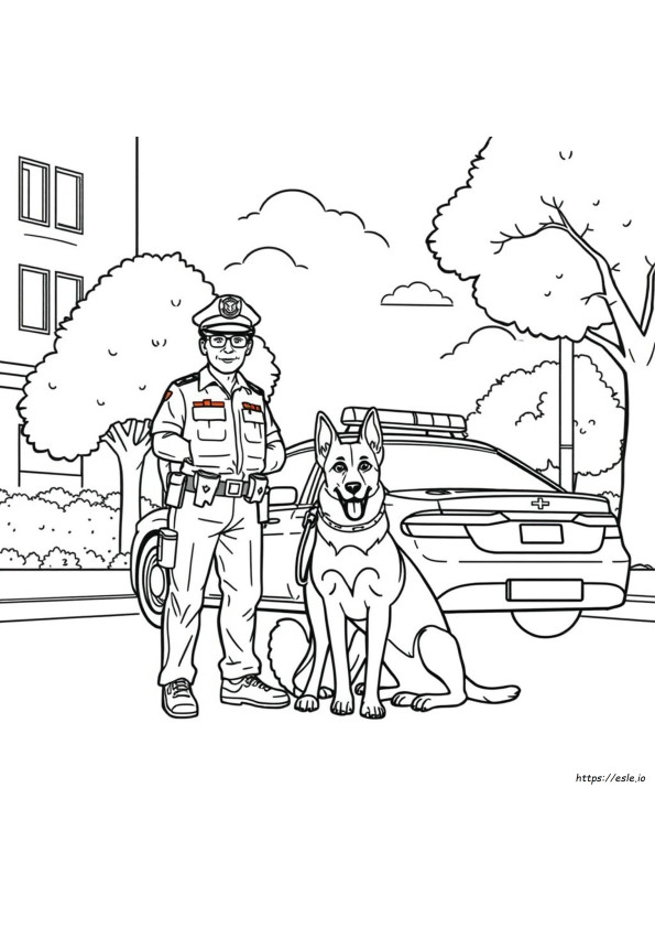 Poliisikoira K9 Värityskuvat