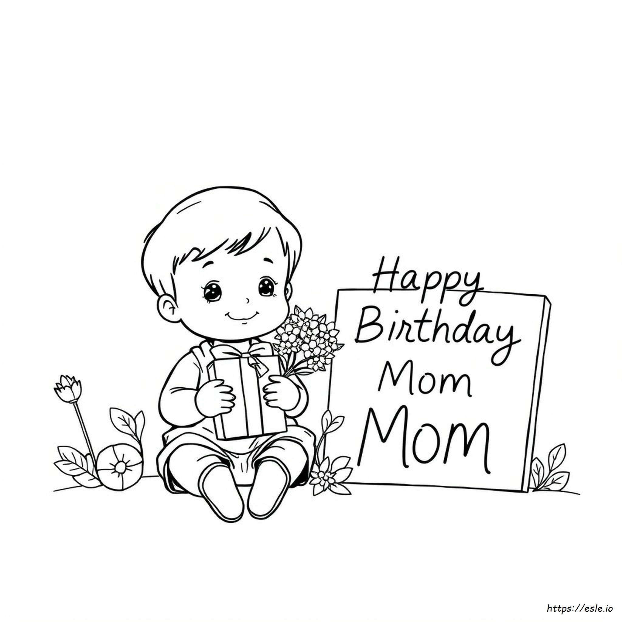 Linda Página Para Colorear De Feliz Cumpleaños Mamá