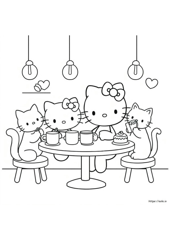 Hello Kitty Cafe Coloring Pages