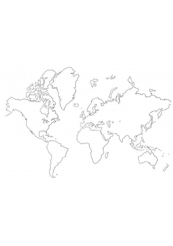 Blank Map of the World coloring picture-free to print or save for later