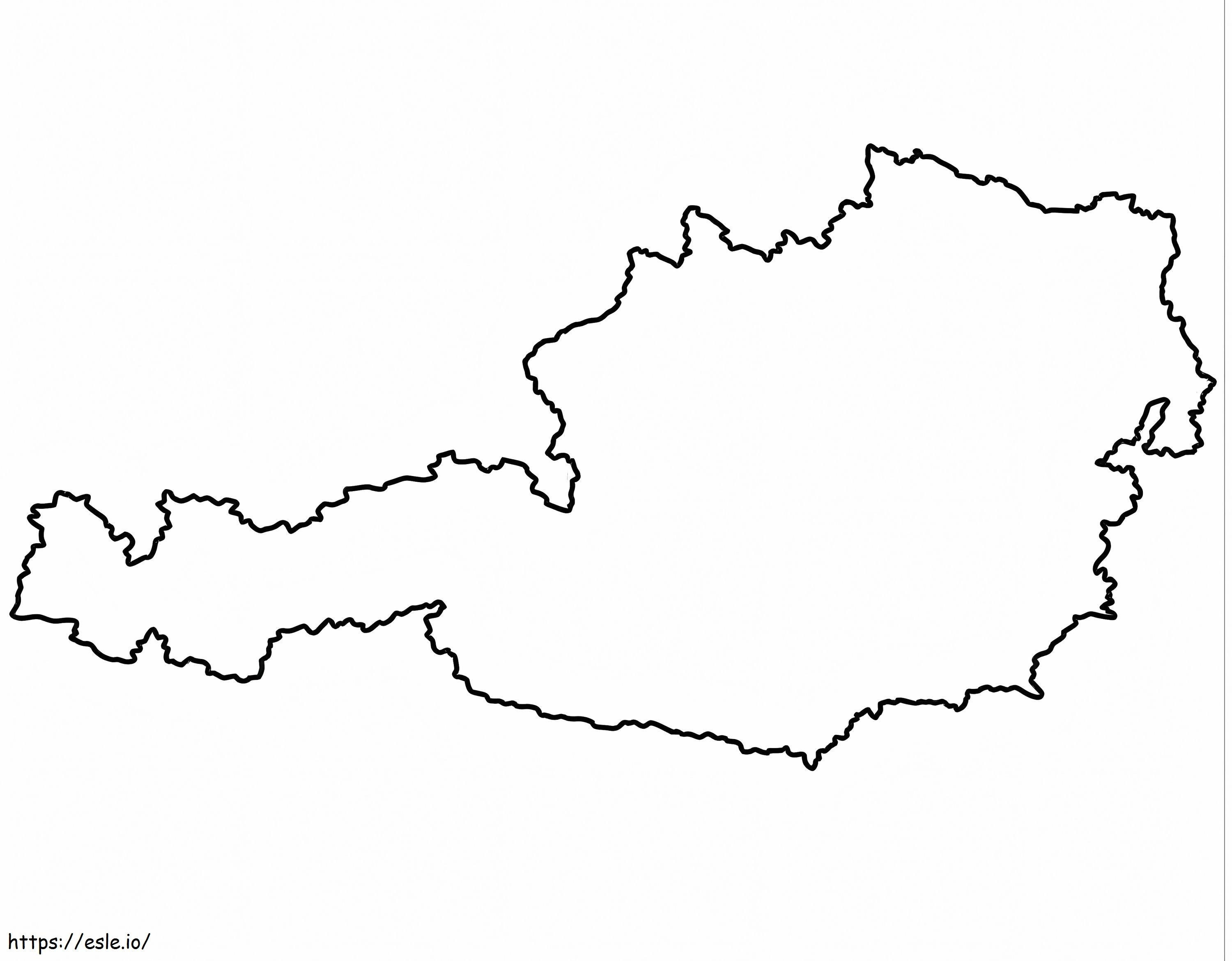 Mapa Contorno da Áustria para colorir